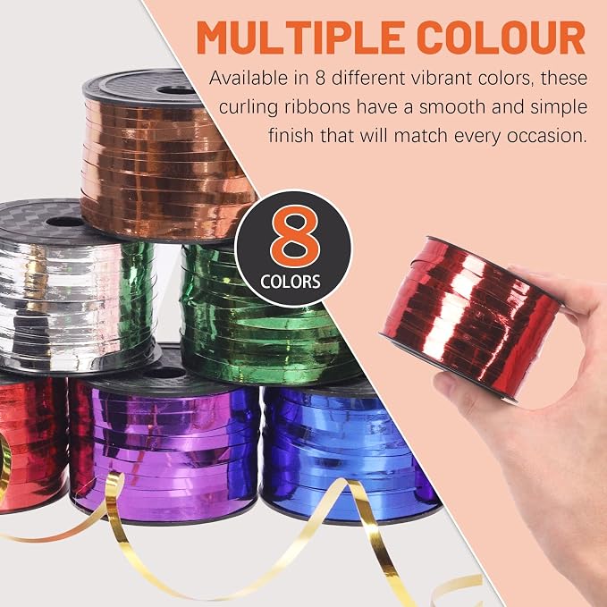Tanstic 9Pcs Wide Curling Ribbon Set, 800 Yards Total Assorted Colors Wrapping - Image 5