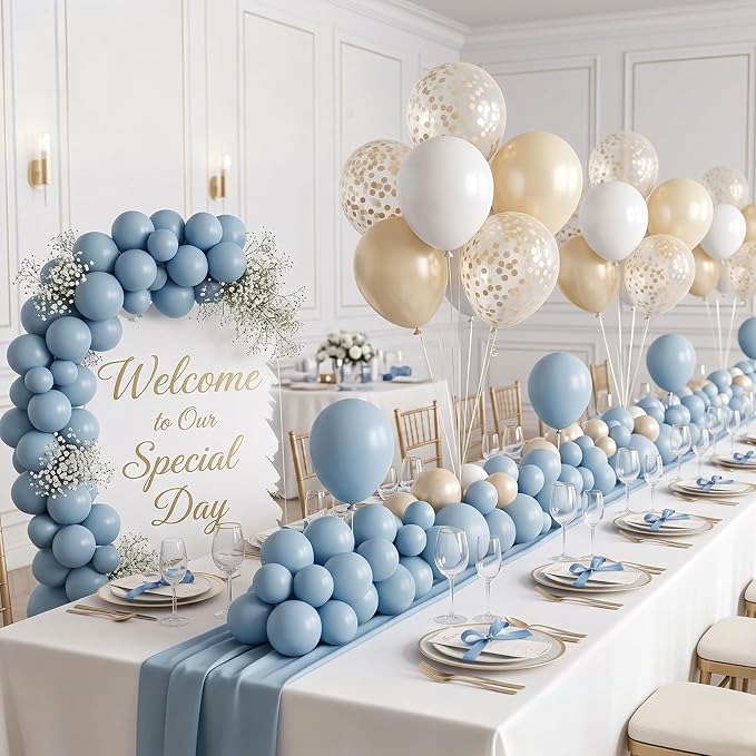 100pcs 5 Inch Small Dusty Blue Balloons | 5” Mini Matte Slate Blue Latex - Image 4