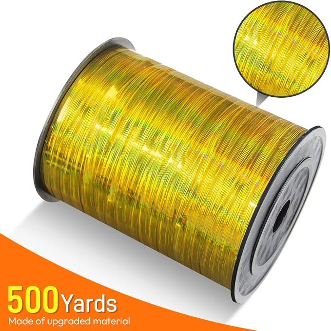 Glossy Gold Curling Ribbon, 1/5" Wide x 500 Yards Christmas Curling Ribbons - Image 2
