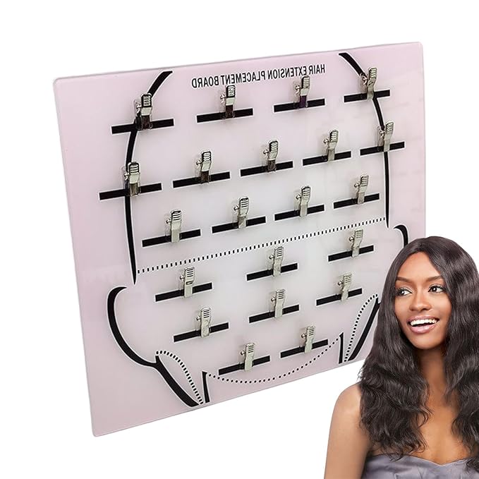 Acrylic Hair Extension Holder Board – Sturdy Styling Sectioning Plate with Clips for Hairpieces, Wigs, Wefts – Professional Salon Display & Storage Tool for Hair Extensions – Ideal for Home or Barber