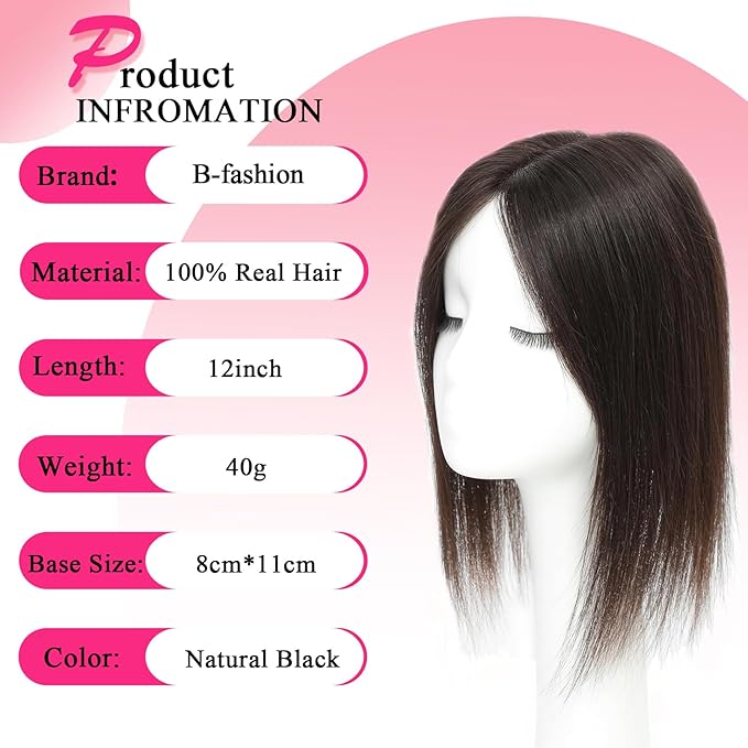 Hair Toppers for Women Real Human Hair Topper Upgrade Swiss Lace Middle Part Clip in Bangs Remy Human Hair Straight Hairpieces for Thinning Realistic Scalp 360° Cover Gray Hairy Roots Medium Brown