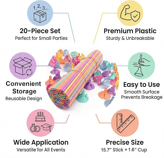 Chedin 20 Pcs Balloon Sticks - Image 3