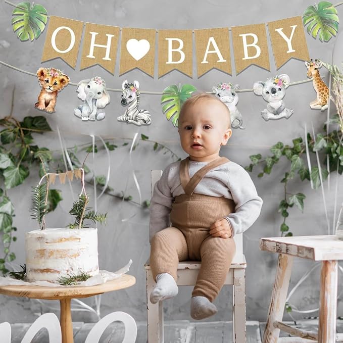 Weecent Pre-Strung 6ft Burlap Oh Baby Banner - Image 7