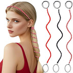 3 Packs Ponytail Holders Hair Ties for Women, Spiral Pony Tails Elastic Braided Hair Holders for Gym Swimming Sports (3pcs16"colorful02)