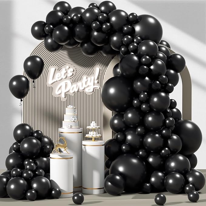 Awenztech 122pcs Black Balloon Arch Kit, 18 12 10 5 inch Black Latex Balloons by Awenztech