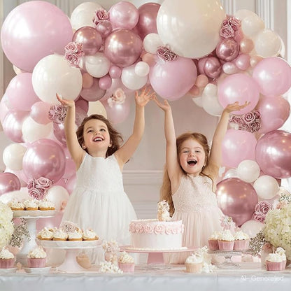 Pink and White Balloons Arch Kit, Double Stuffed, Party | Pearl Light Pink - Image 7