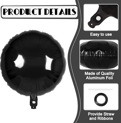 20 Pcs Black Round Shaped Balloons, 18 Inch Round Foil Balloon, Giant Round - Image 5