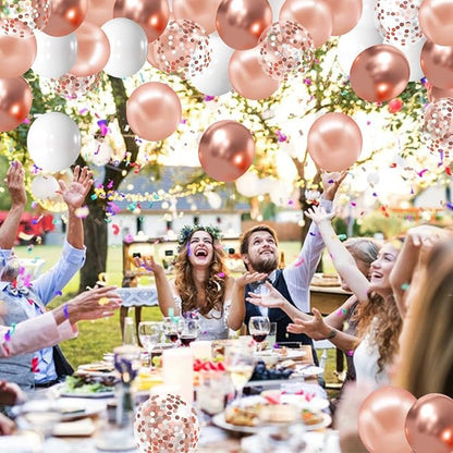 Zesliwy Rose Gold Balloons, Party Decor | Rose Gold Metallic White Balloons - Image 5