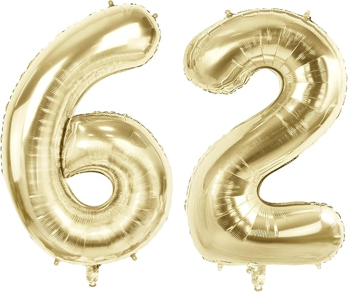 Number 62 Balloons for 62nd Birthday Party Decorations, 40 Inch 0-100 by Joycard