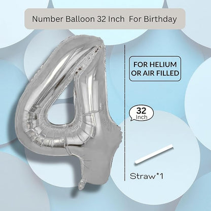 Silver Number Balloon 4 Mylar Foil Balloons 32 inch - Image 8