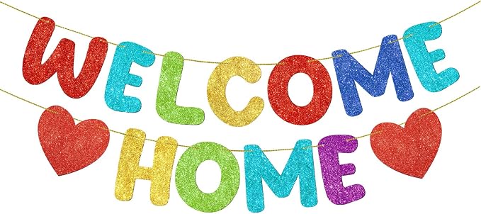 Fulmoon Pre Strung Welcome Home Banner Glitter Funny Welcome Sign by Fulmoon