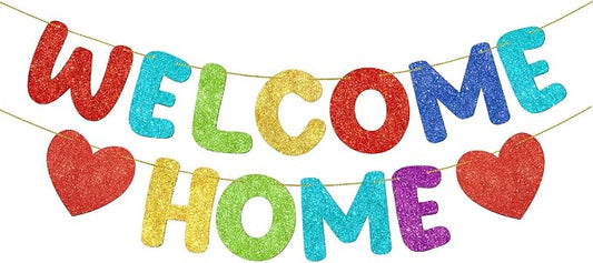 Fulmoon Pre Strung Welcome Home Banner Glitter Funny Welcome Sign by Fulmoon