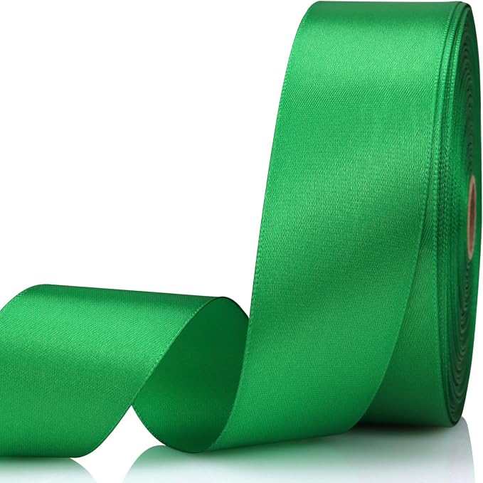 1-1/2 Inch 60 Yards Green Solid Satin Ribbon by Unknown