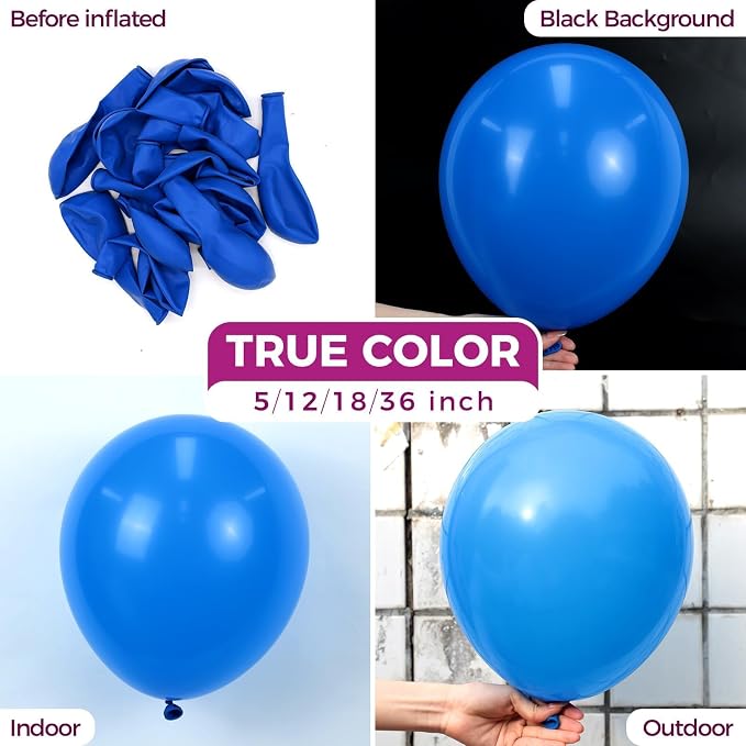 Bezente Royal Blue Latex Party Round Balloons 36 Inch 8 Pack | Matte Dark Blue - Image 2