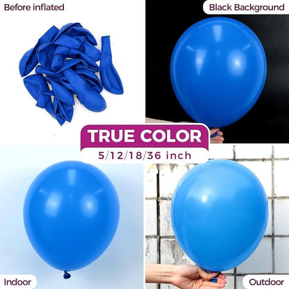 Bezente Royal Blue Latex Party Round Balloons 36 Inch 8 Pack | Matte Dark Blue - Image 2