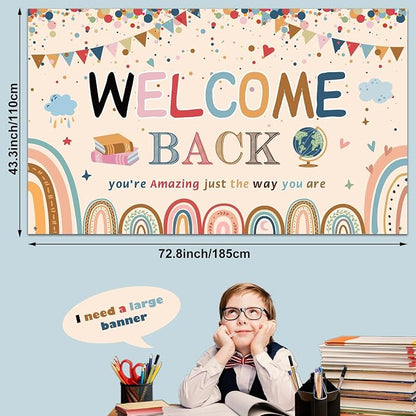 Tatuo Welcome Back to School Banner First Day of School Backdrop Banner Large - Image 2