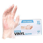 ForPro Disposable Vinyl Gloves, Clear, Industrial Grade, Powder-Free, Latex-Free, Non-Sterile, Food Safe, 2.75 Mil. Palm, 3.9 Mil. Fingers, X-Large, 100-Count