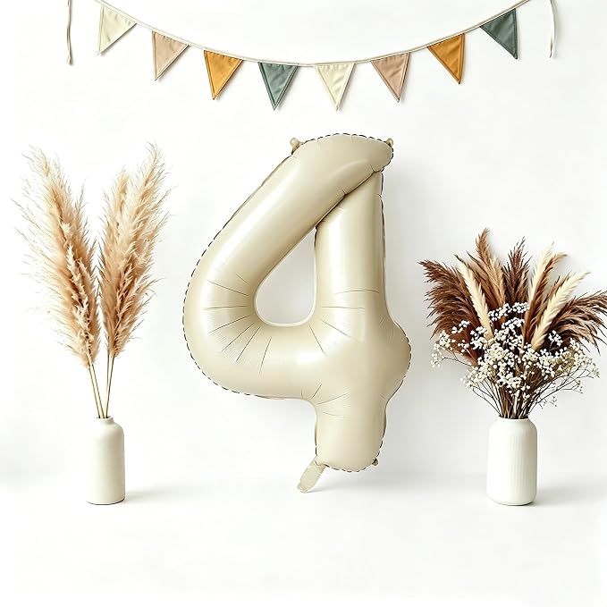 CARGEN 40 Inch Creamy White Number 4 Balloon Boho Neutral Party Decoration | by CARGEN