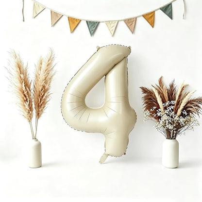 CARGEN 40 Inch Creamy White Number 4 Balloon Boho Neutral Party Decoration | by CARGEN