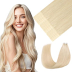 Youngsmile Injection Tape in Hair Extensions Human Hair #60 Platinum Blonde Invisi Edge Extensions 20pcs 50g 22 Inch Injected Tape in Hair Extensions Real Human Hair Tape ins (#60,22'')