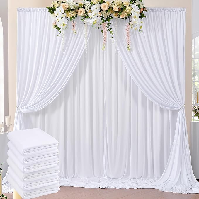 30ft x 8ft Wrinkle Free White Backdrop Curtains by ENJOYYOURPARTY
