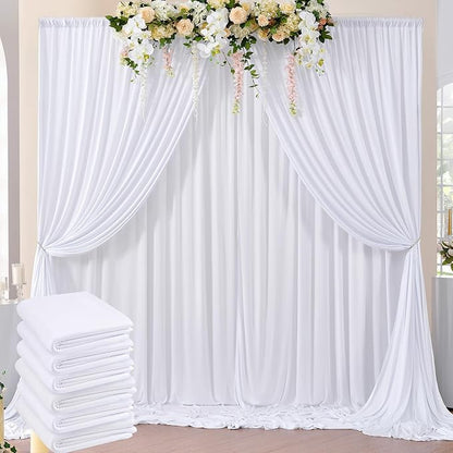 30ft x 8ft Wrinkle Free White Backdrop Curtains by ENJOYYOURPARTY