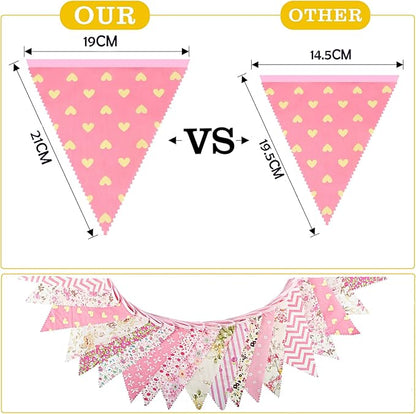 G2PLUS 39Ft Triangle Bunting Banner, Reusable Cotton Triangle Flags Party - Image 3