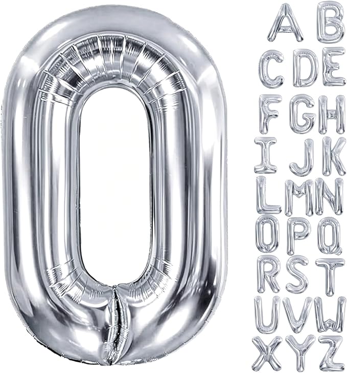 40 Inch Silver Letter Balloon, Large Foil Alphabet Balloons Birthday by Aeniaza