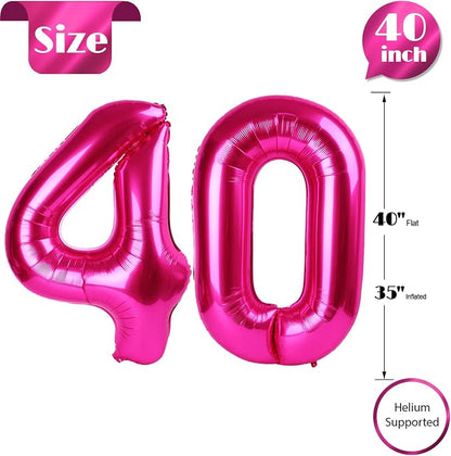 Hot Pink Number 40 Balloon 40 Inch - Image 5