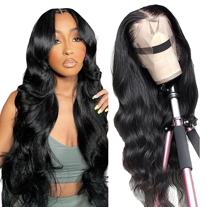 13x6 Lace Front Wigs Human Hair 200% Density Body Wave HD Lace Front Wigs Human Hair Pre Plucked Frontal Wigs Glueless Wigs for Women 20 Inch Natural Color