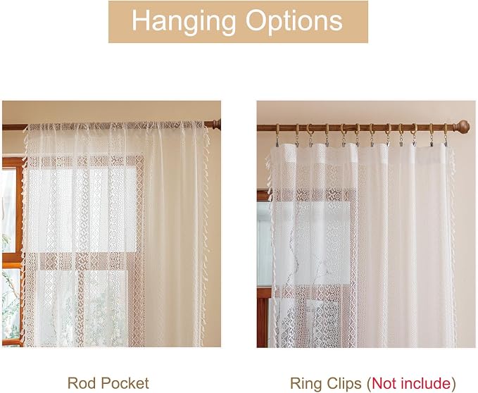 Sutuo Home White Boho Lace Curtains 96 inches Long - Image 7