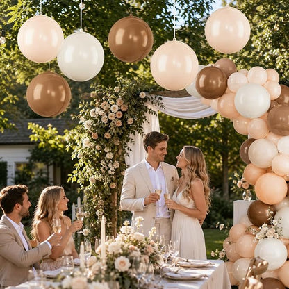 Cream Brown Balloons Foil, 22 Inch Round Ball Baloons - Image 5