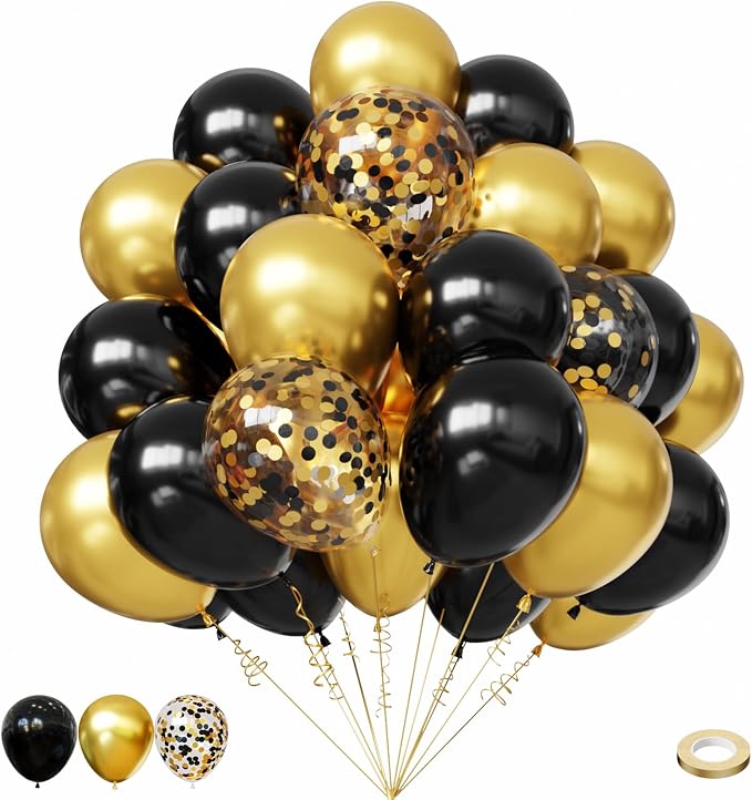 Lukiituke Black and Gold Balloons by Lukiituke