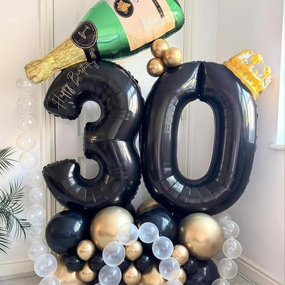Black 17 Balloon Number, 40 Inch Number 17 Balloon Large Black Foil Mylar - Image 6