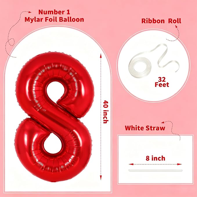 Number Balloons Red Party Balloon - Image 2