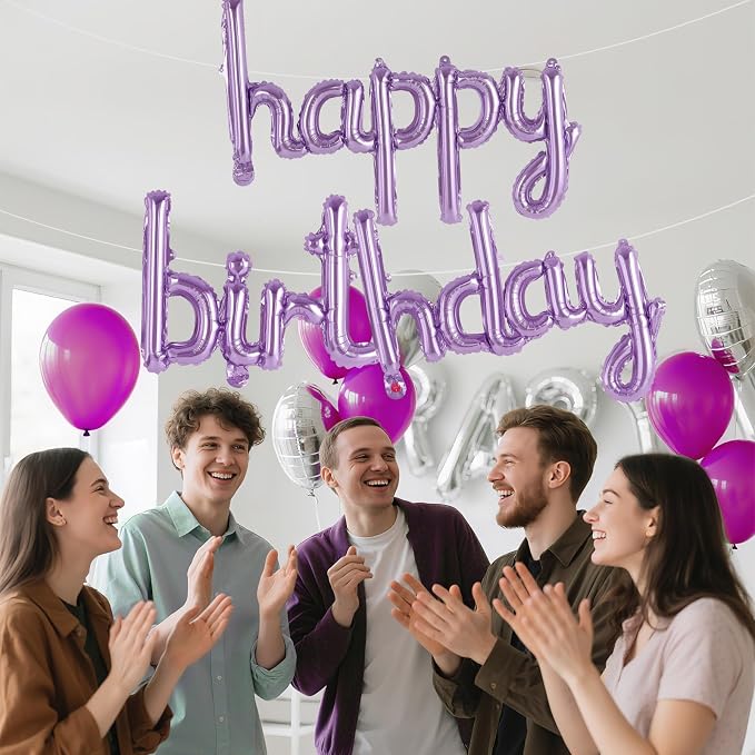 Happy Birthday Balloons Banner Foil Letters Balloons Connected, Personalized - Image 5