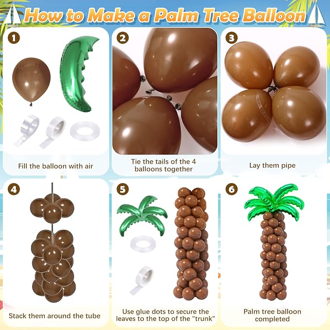 SNLN 178Pcs Tropical Luau Balloons Arch Garland Kit Hawaiian Party Decorations - Image 5