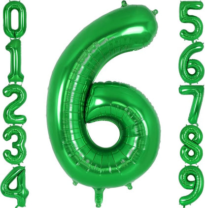 Dark Green Number 6 Balloon 40 Inch, Big Large Foil Helium Number Balloons by AIQINHU