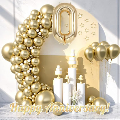 Champagne Gold Large Number 0 Balloon, 40 Inch Light Gold Foil Helium Number - Image 6
