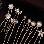14 Pieces Bride Hair Pins Rhinestones Gold Hair Accessories for Women Crystal Wedding Hairpiece for Bridesmaids