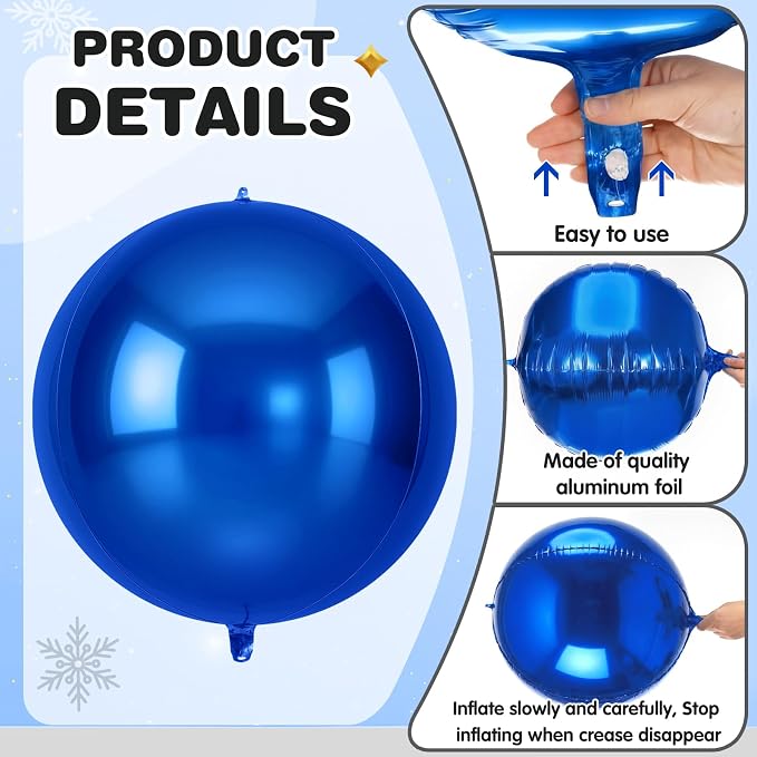 Jenaai 30 Set Graduation Round Foil Balloons Bulk 22 Inch 4d Black and Blue - Image 3