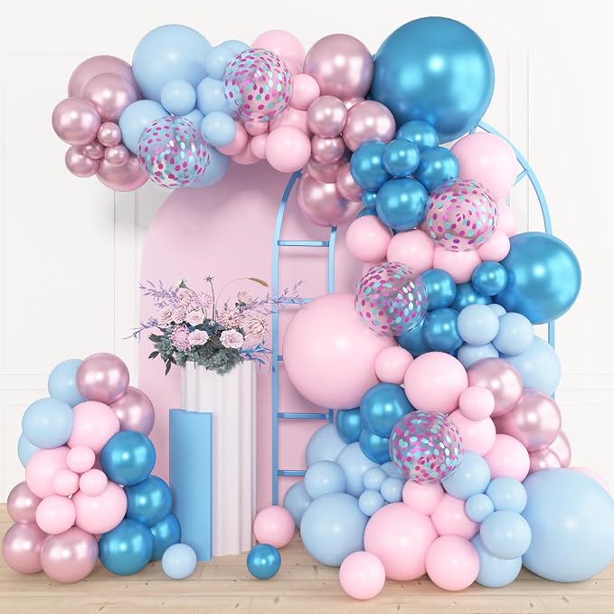 Amandir 153pcs Pink Blue Balloon Garland Arch Kit Different Sizes | 18 12 10 5 by Amandir