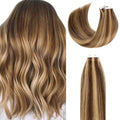 Lacer Invisible Tape in Hair Extensions Human Hair Dark Brown to Golden Brown Seamless Natural Tape in Human Hair Extensions PU Skin Weft 50g 20pcs/set 22 Inch