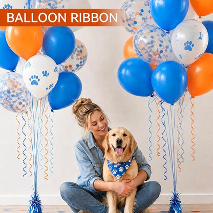 TONIFUL Blue Light Blue Orange Curling Ribbon Balloon String Gift Wrapping | - Image 4