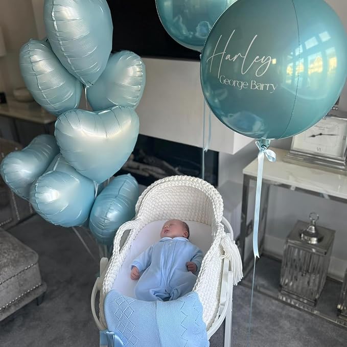 Baby Blue Heart Balloons, 18Inch Sand White Pastel Blue Helium Balloon - Image 7