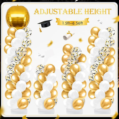 2 Sets Gold and White Balloon Column Stand Kit, Adjustable Floor Balloon Arch - Image 4