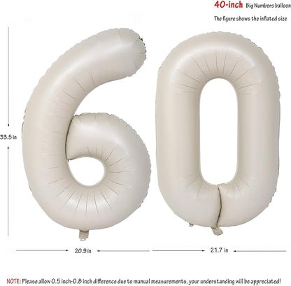 40 In Cream white Number Balloons Helium Foil Mylar Balloon Digital 60 | - Image 2