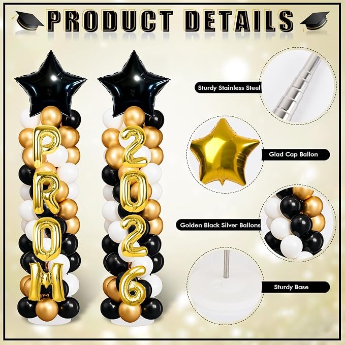 2 Sets Black Gold Balloon Column Stand Kit - Image 4