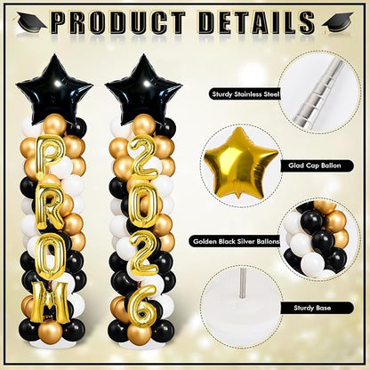 2 Sets Black Gold Balloon Column Stand Kit - Image 4