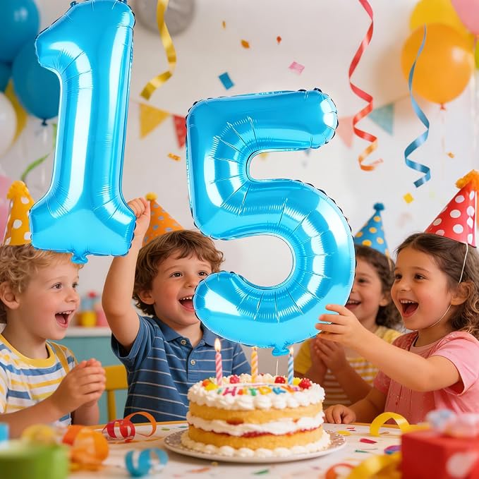 40 Inch Number 15 Balloons for 15th Birthday Party Decorations, 0-100 Jewelry - Image 2